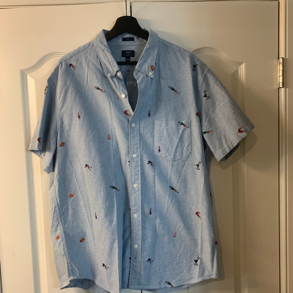 J. Crew Short Sleeve Football Button Down